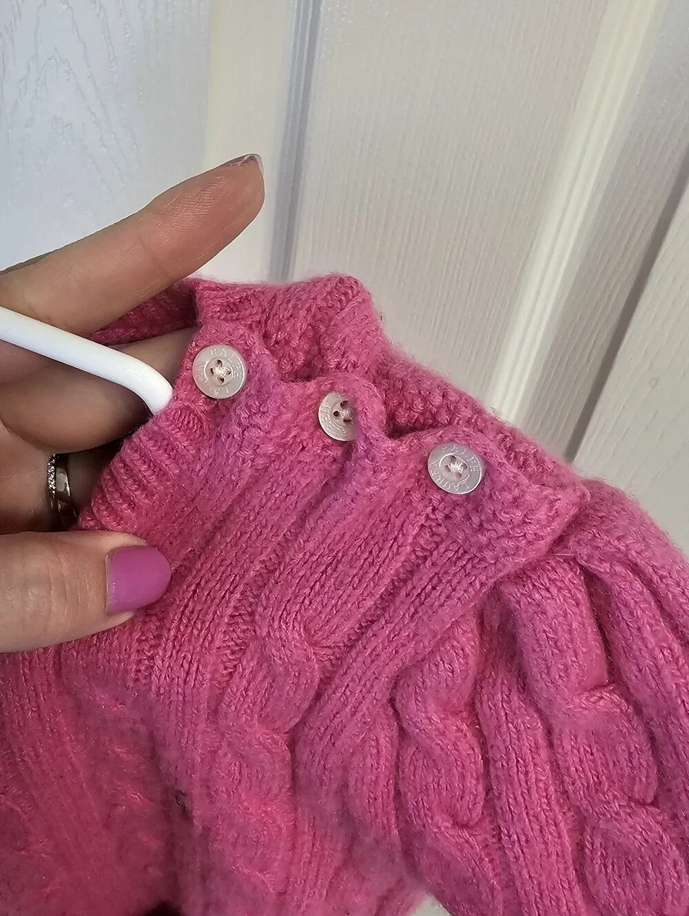 Ralph Lauren Girls' Wool Cable Knit Pink Dress Size 6